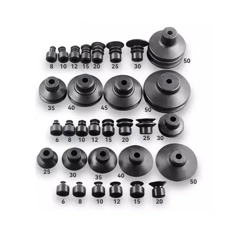 10PCS Pneumatic Sucker Black Nbr Suction Cup 8mm Mounting Hole Sucker Big Head Injection Molding Machine Manipulator Accessories-BOLTTE