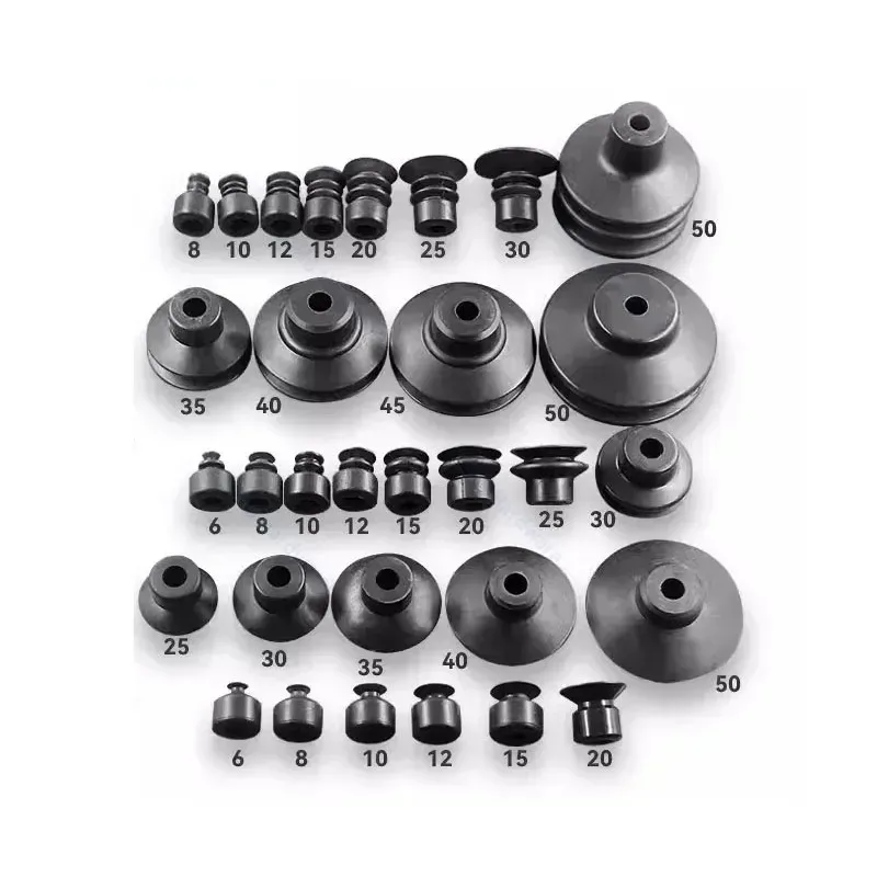 10PCS Pneumatic Sucker Black Nbr Suction Cup 8mm Mounting Hole Sucker Big Head Injection Molding Machine Manipulator Accessories-BOLTTE