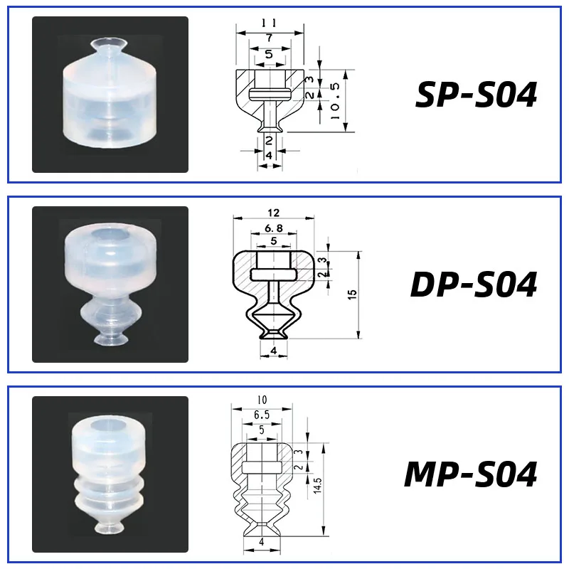 10Pcs/lot Manipulator vacuum suction cup silica gel  resistant suction nozzle pneumatic accessories Head mounting hole 5mm