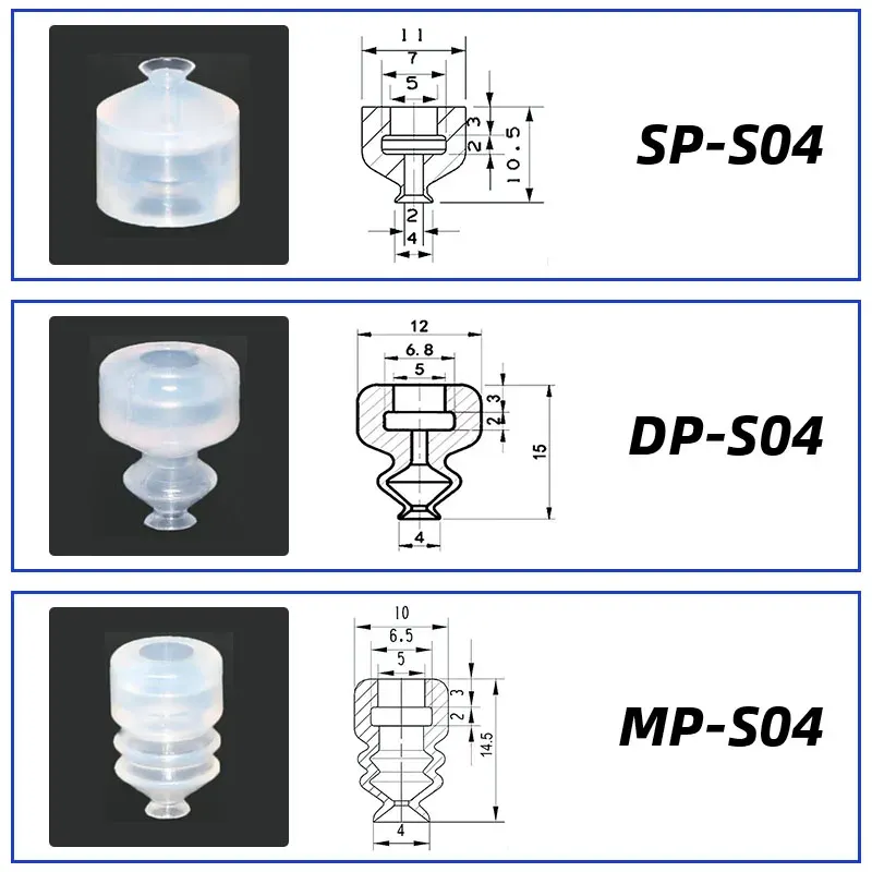 10Pcs/lot Manipulator vacuum suction cup silica gel  resistant suction nozzle pneumatic accessories Head mounting hole 5mm