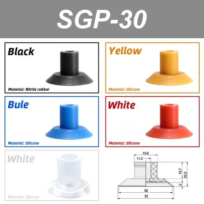 vacuum suction cups Film accessories injection molding manipulator SGP-15 SGP-20 SGP-24 SGP-30 SGP-40 pneumatic bag open-BOLTTE