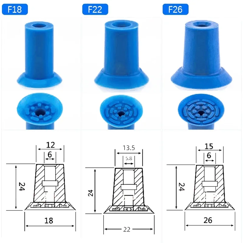10PCS Pneumatic Vacuum Suction Cup F Series Packing Machine Vacuum Bag Opening Sucker Plastic Film Food Bag Suction Nozzle F18-BOLTTE