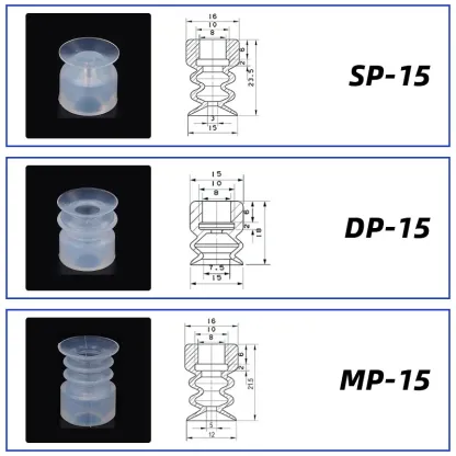 10Pcs/lot Manipulator vacuum suction cup silica gel  resistant suction nozzle pneumatic accessories Head mounting hole 8mm-BOLTTE