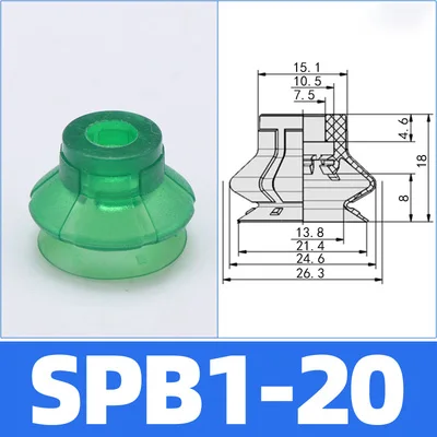 Pneumatic Ripple Vacuum Suction Cup SPB1-10 20 25 30 Large Power Green Silicone Sucker Injection Molding Robot Automation Tools-BOLTTE