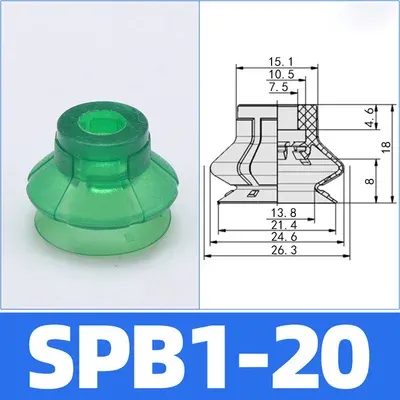 Pneumatic Ripple Vacuum Suction Cup SPB1-10 20 25 30 Large Power Green Silicone Sucker Injection Molding Robot Automation Tools-BOLTTE