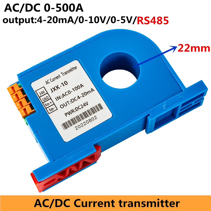 AC/DC Current Transmitter 5A 10A 50A 100A Current Converter Transmitter 4-20mA 0-10V RS485 Current Transducer-BOLTTE