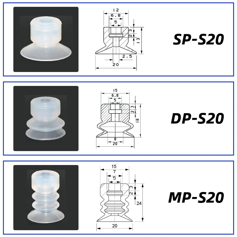 10Pcs/lot Manipulator vacuum suction cup silica gel  resistant suction nozzle pneumatic accessories Head mounting hole 5mm