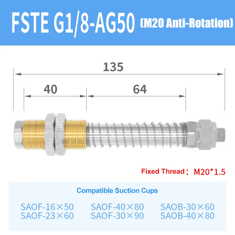 Pneumatic Vacuum Suction Cup Holder Fitting for SAF SAB SAOF SAOB FSTE Fitting
