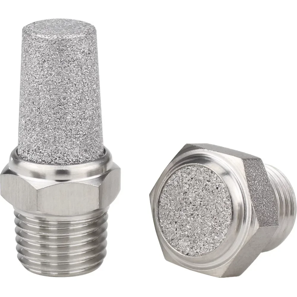 M5 1/8" 1/4" 3/8" 1/2" -2" BSP NPT Male Pneumatic Air 304 316 Stainless Steel Exhaust Muffler Silencers Fitting Noise Filter-BOLTTE