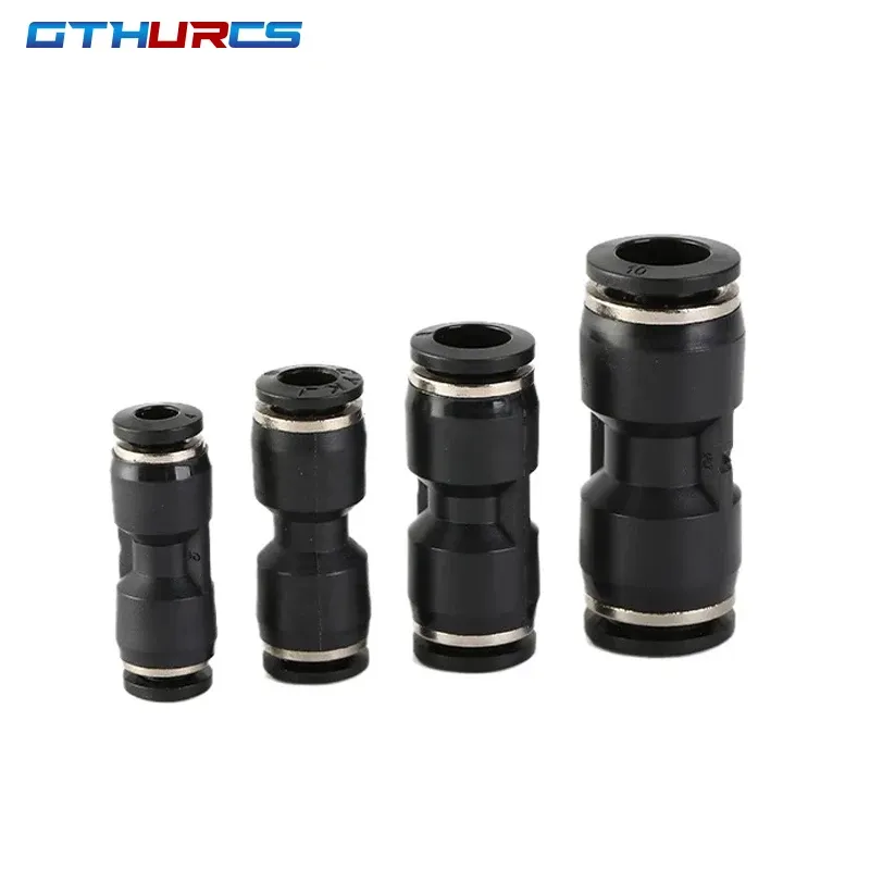 Black Pneumatic Fitting Pipe Connector Quick Release Coupling 4mm 6mm 8mm 10mm 12mm PU PV PE HVFF PY Tube Connectors-BOLTTE