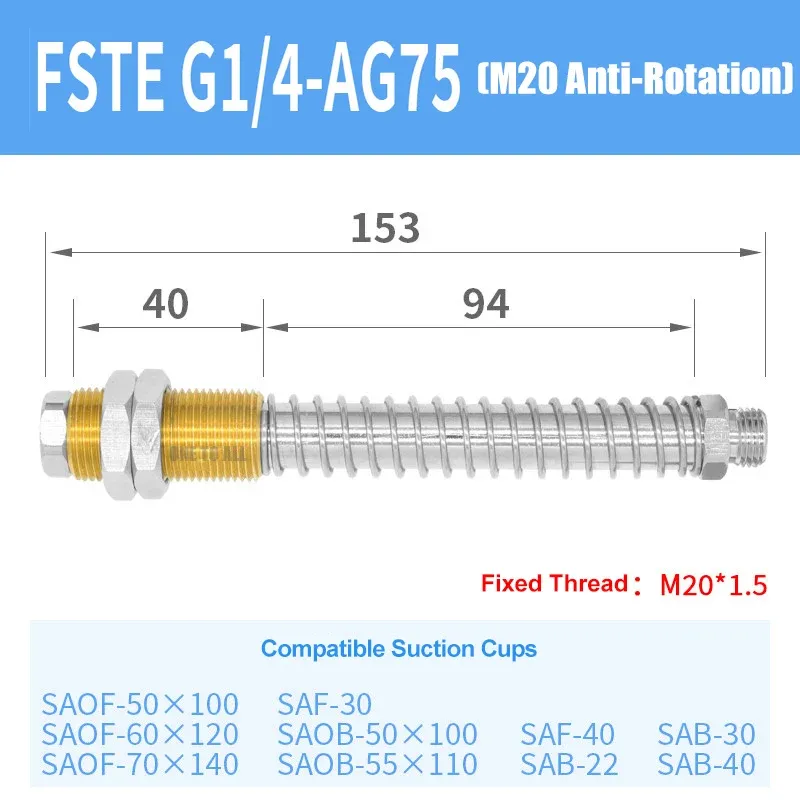 Pneumatic Vacuum Suction Cup Holder Fitting for SAF SAB SAOF SAOB FSTE Fitting