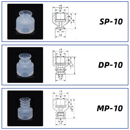 10Pcs/lot Manipulator vacuum suction cup silica gel  resistant suction nozzle pneumatic accessories Head mounting hole 8mm-BOLTTE