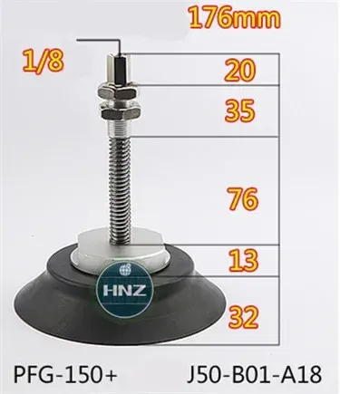 Vacuum suction cup hardware support set PFG-120-250 top air inlet metal rod A18 / A22