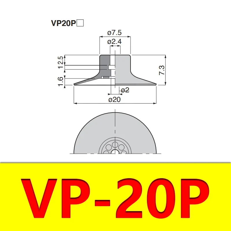 PISCO Thin Vacuum Suction Cup Manipulator Accessories Industrial Pneumatic Accessories Suction Cup Diameter 8/10/15/20mm VP-P