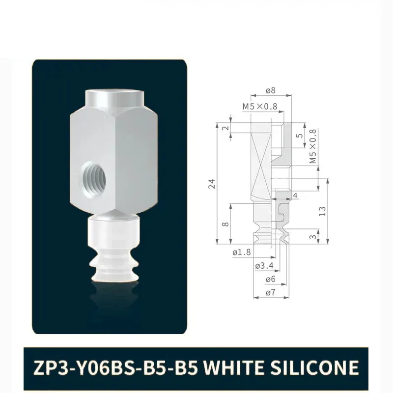 Pneumatic Vacuum Suction Cup with Fittings ZP3-Y04/06/08/10/13/16BN/BS-B5-B5 Mechanical Arm Sucker Robot Automation Tool-BOLTTE
