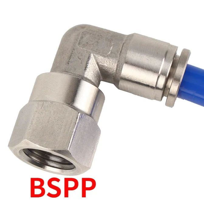 BSPT BSPP NPT 1/8" 1/4" 3/8" 1/2" 3/4" PC Female Male Pneumatic Elbow 304 Stainless Push In Quick Connector Release Air Fitting-BOLTTE