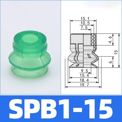 Pneumatic Ripple Vacuum Suction Cup SPB1-10 20 25 30 Large Power Green Silicone Sucker Injection Molding Robot Automation Tools-BOLTTE