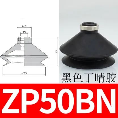 10PCS Pneumatic Vacuum Suction Cup with Holder Ring SMC Type ZP-B Two Layers Organ Nozzle Sucker NBR/ Silicone Manipulator Parts-BOLTTE