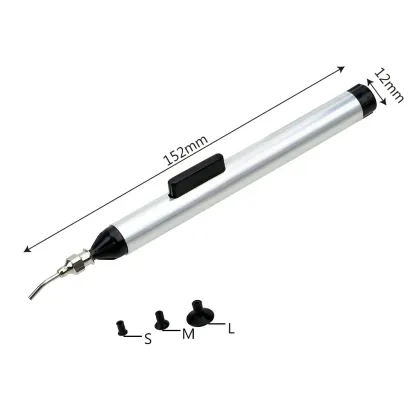 Manually Pumping Vacuum Suction Pen, IC Chip SMD Picker Hand Tool Set with 3 Sizes Suction Tips for Electronics & Lens Handling-BOLTTE