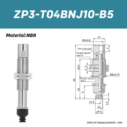 Industrial robotic arm vacuum suction cup ZP3-T04BNJ3-B5 ZP3-T04BNJ6-B5 ZP3-T06BNJ6-B5 ZP3-T08BNJ10-B5 ZP3-T16BNJ10-B5-BOLTTE
