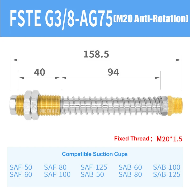 Pneumatic Vacuum Suction Cup Holder Fitting for SAF SAB SAOF SAOB FSTE Fitting