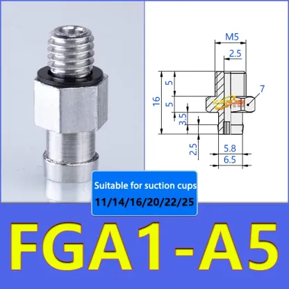 5pcs FGA Series Vacuum Suction Cups, corrugated vacuum suction cup nozzle FGA11/14/16/20/22/25/33/43/53/78-BOLTTE