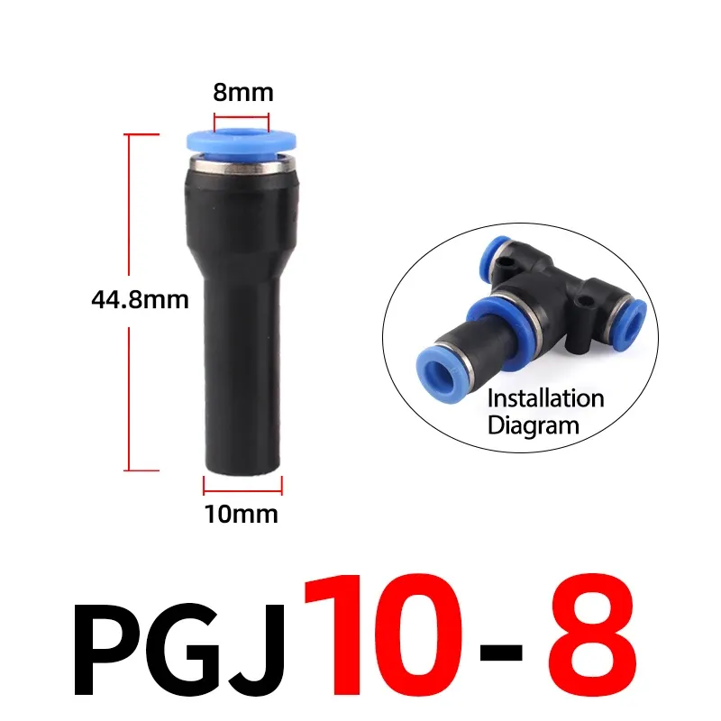 1PCS Or 5PCS Pneumatic Fittings Plug Push in Reducer through PGJ 6/8/10/12mm Tube To 4/6/8/10mm Tube Air Connector-BOLTTE