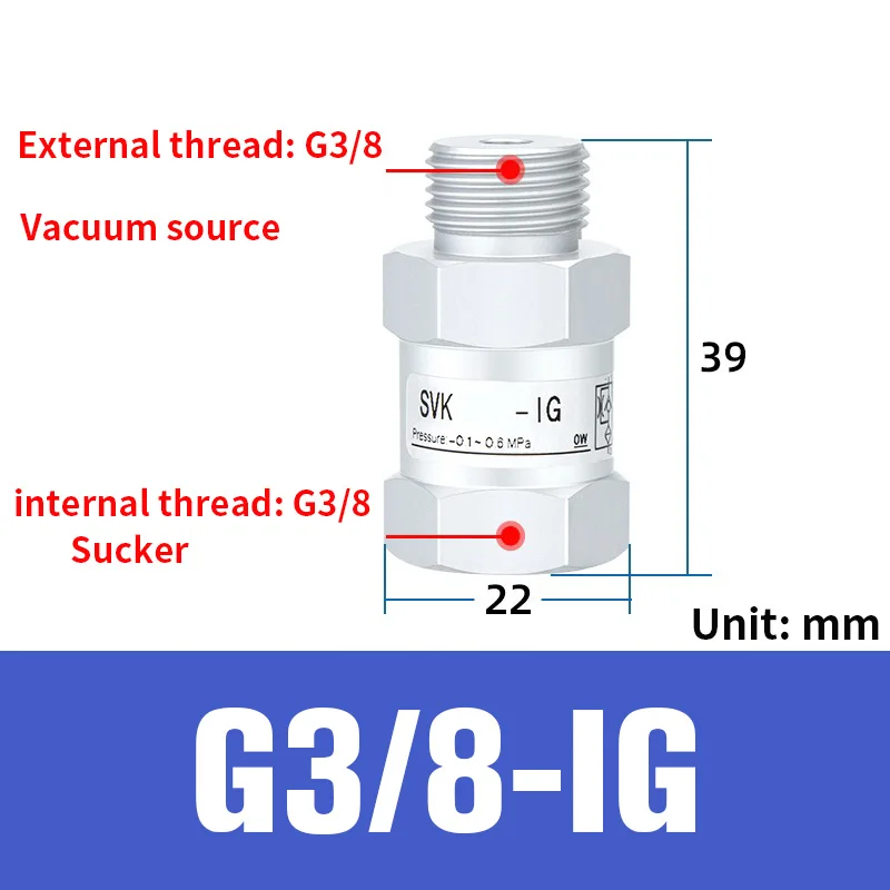 Vacuum logic valve SVKG safety valve check valve SVK-G1/8xG1/4/G3/8xG1/2-IG-AG suction cup-BOLTTE