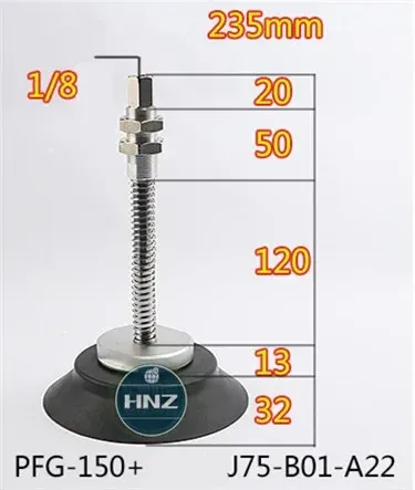 Vacuum suction cup hardware support set PFG-120-250 top air inlet metal rod A18 / A22