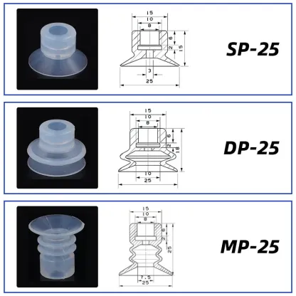 10Pcs/lot Manipulator vacuum suction cup silica gel  resistant suction nozzle pneumatic accessories Head mounting hole 8mm-BOLTTE
