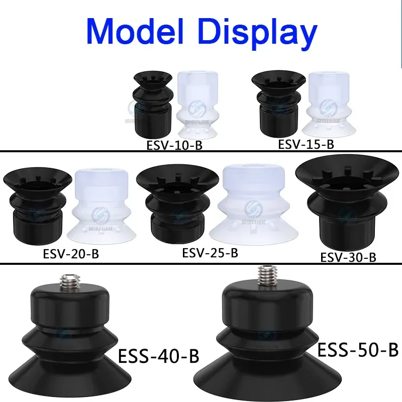 10pcs/pack ESV/ESS Series Double-layer Corrugated Vacuum Suction Cup ESS/ESV-10/15/20/25/30/40/50-BS/N-BOLTTE