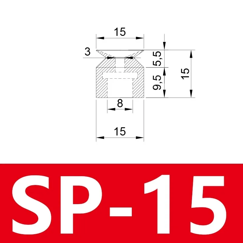 Pneumatic Suction Cup SP Single Layer Silicone Rubber 8mm Mounting Hole Sucker Big Head Injection Molding Machine Manipulator-BOLTTE