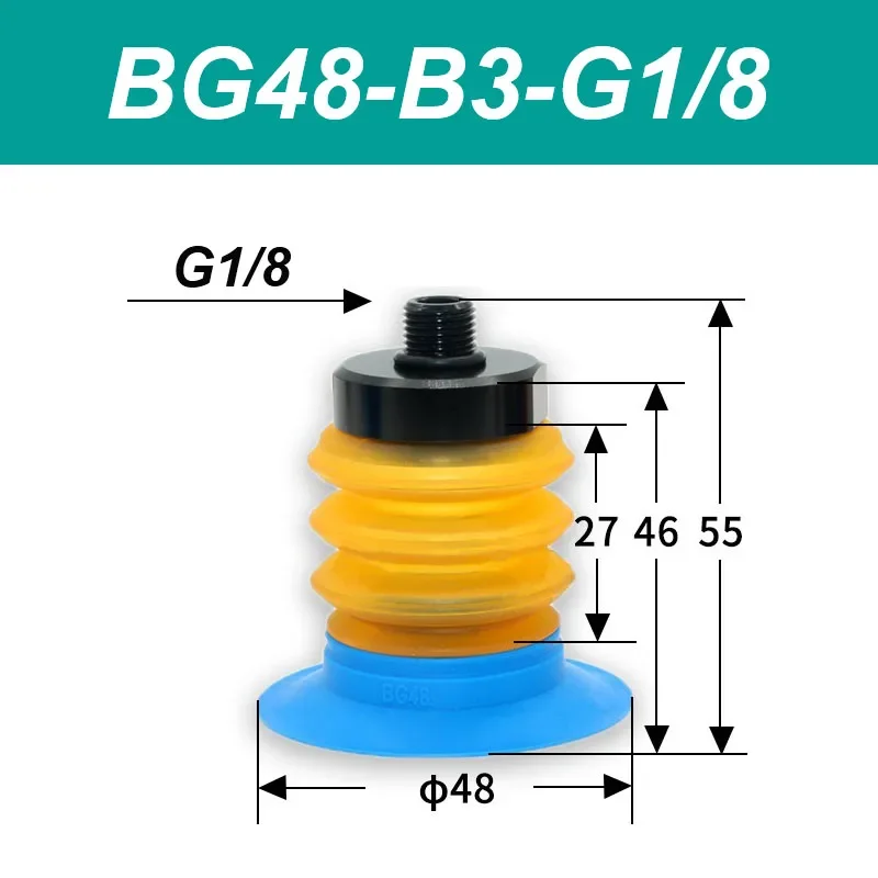 BG Series Pneumatic Vacuum Suction Cup Soft Bag Sucker BG25/34/41/48/63 for Injection Molding Machine Automation Tools-BOLTTE