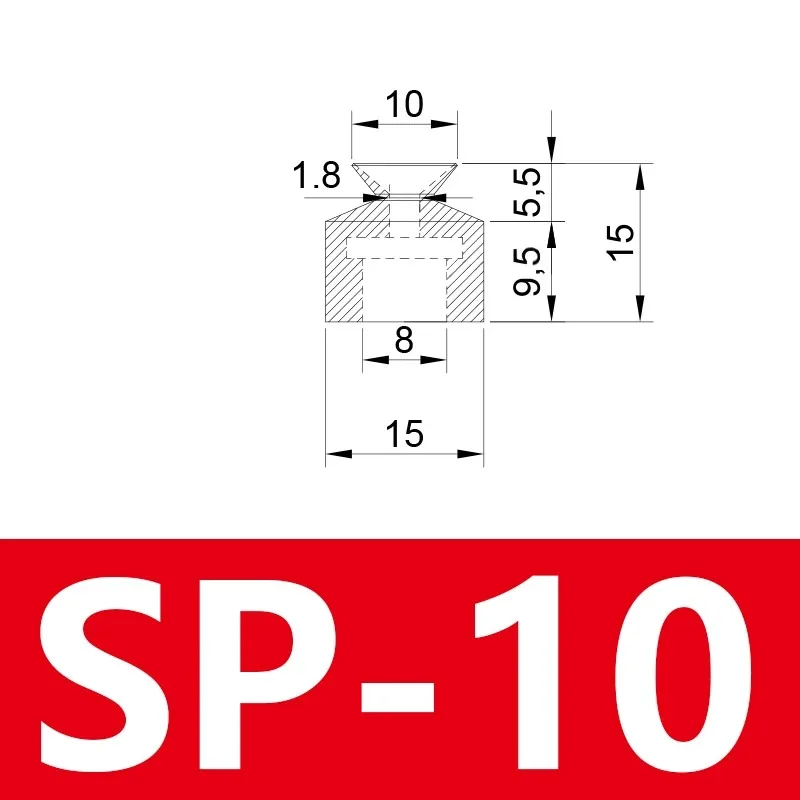 Pneumatic Suction Cup SP Single Layer Silicone Rubber 8mm Mounting Hole Sucker Big Head Injection Molding Machine Manipulator-BOLTTE