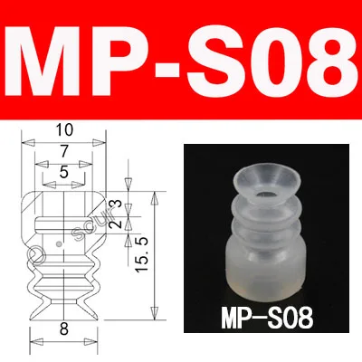 10pcs Vacuum Chuck Pneumatic Components MP BT Industrial Silicone Strong Suction Cups Nozzle Large Head Red White Triple Layer-BOLTTE