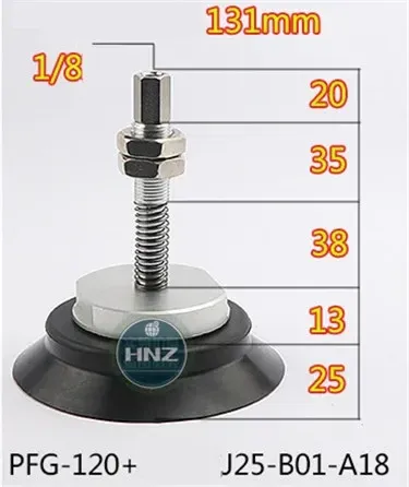 Vacuum suction cup hardware support set PFG-120-250 top air inlet metal rod A18 / A22