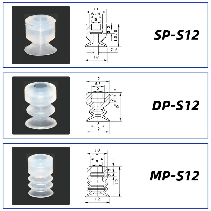 10Pcs/lot Manipulator vacuum suction cup silica gel  resistant suction nozzle pneumatic accessories Head mounting hole 5mm