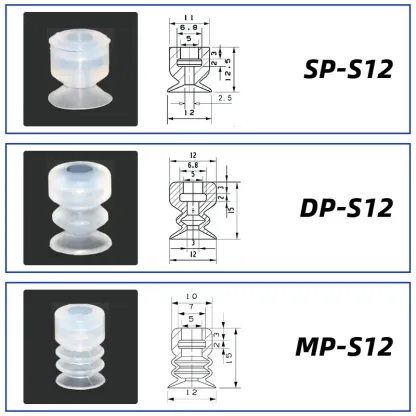 10Pcs/lot Manipulator vacuum suction cup silica gel  resistant suction nozzle pneumatic accessories Head mounting hole 5mm