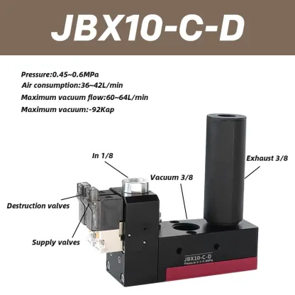 JBX JBM Series Miniature Multi-stage Vacuum Generator Control and destruction in one