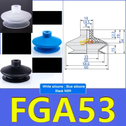 5pcs FGA Series Vacuum Suction Cups, corrugated vacuum suction cup nozzle FGA11/14/16/20/22/25/33/43/53/78-BOLTTE