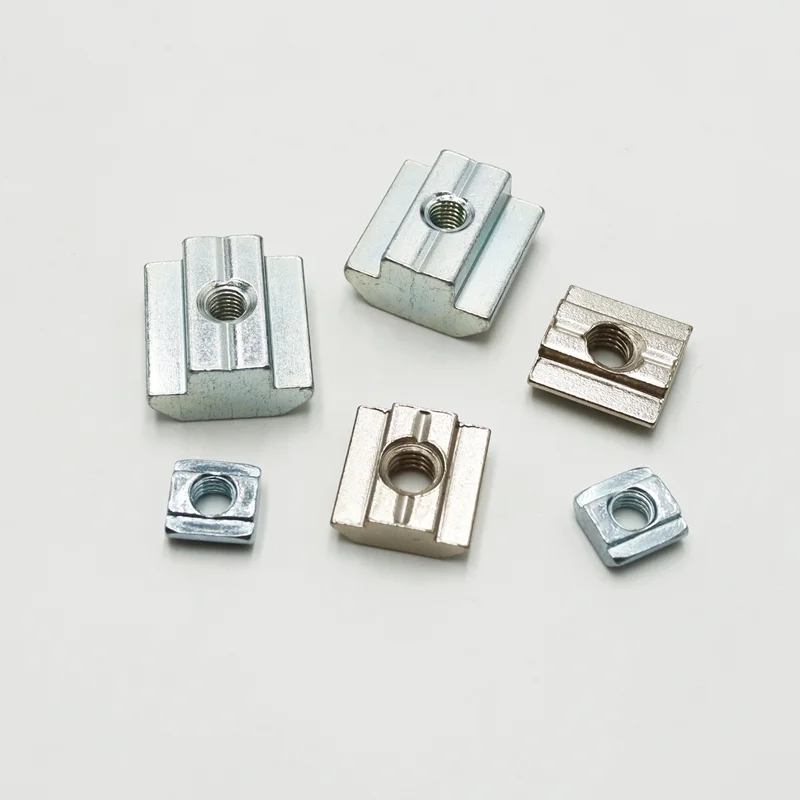 100P/lot T Block Square Nut M3 M4 M5 M6 M8 Slot T-nut Sliding Nuts for 2020 3030 4040 4545 Profile Aluminum Furniture 3d printer