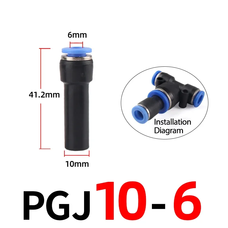 1PCS Or 5PCS Pneumatic Fittings Plug Push in Reducer through PGJ 6/8/10/12mm Tube To 4/6/8/10mm Tube Air Connector-BOLTTE