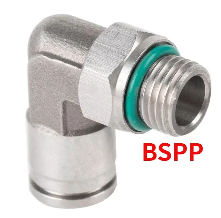 BSPT BSPP NPT 1/8" 1/4" 3/8" 1/2" 3/4" PC Female Male Pneumatic Elbow 304 Stainless Push In Quick Connector Release Air Fitting-BOLTTE