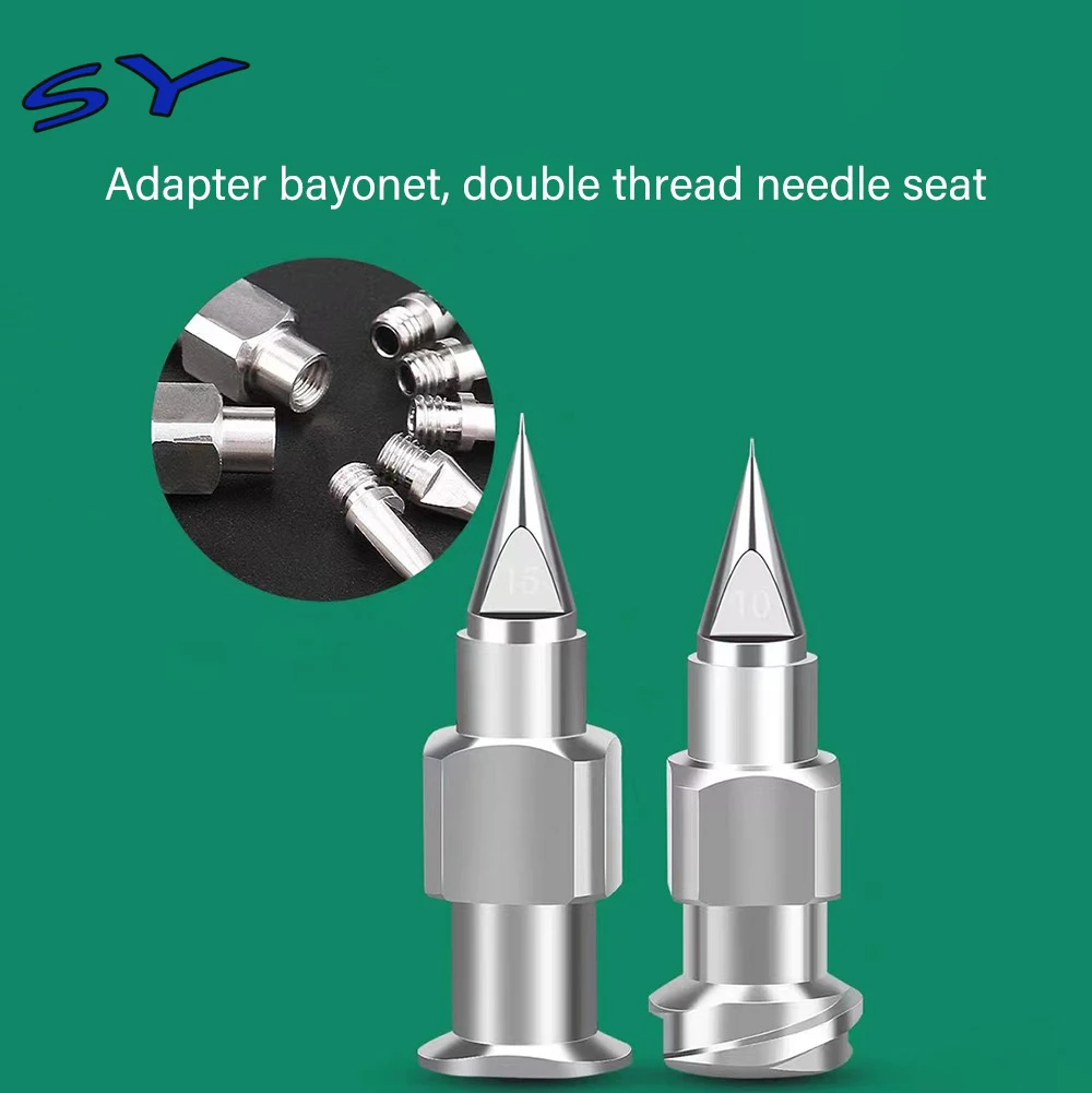 SY High Precision One-Piece Glue Dispensing Needle, Double Thread Tapered Needle Tip Integrated Conical, 304Stainless Steel-BOLTTE