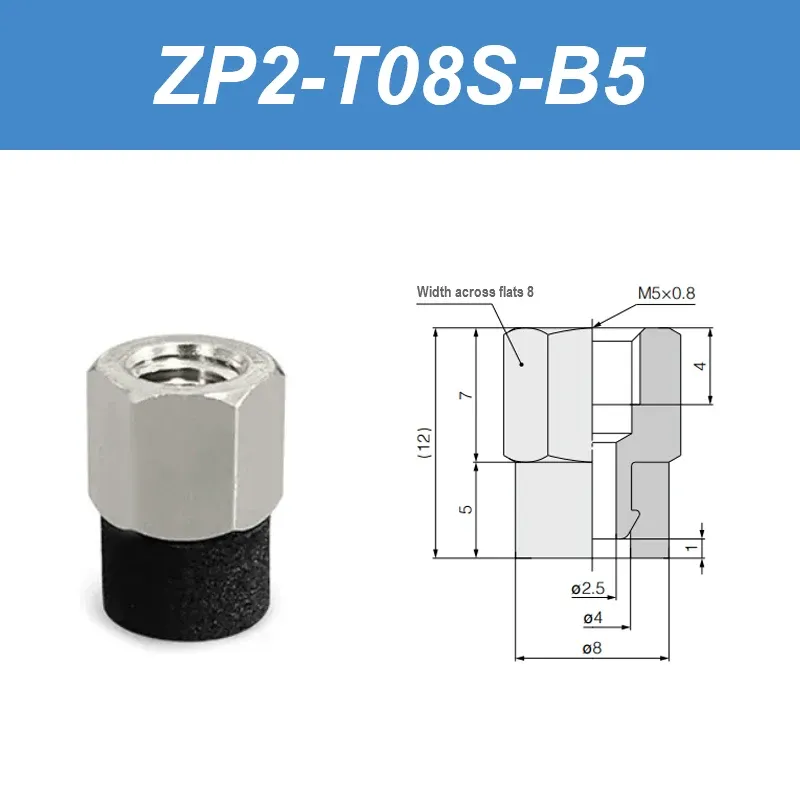 ZP2series sponge vacuum pad, ZP2-T04S-A3, zp2-T06S-A5,ZP2-T08S-A5, ZP2-T10S-B5,A external thread connection, B internal thread-BOLTTE