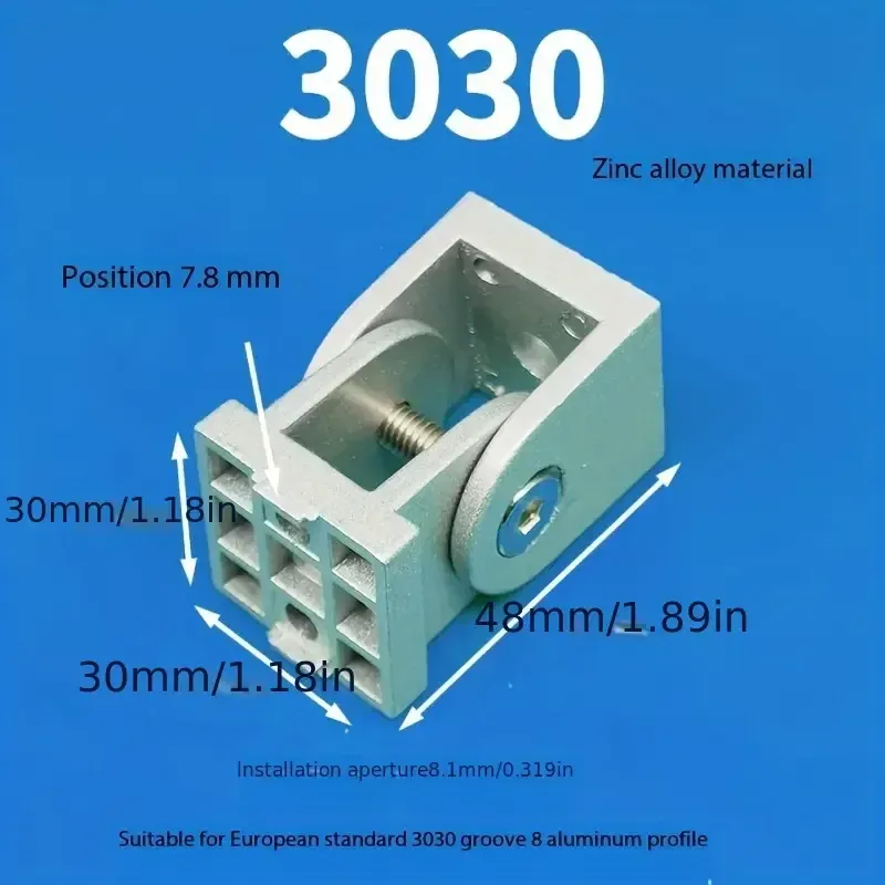 Zinc Alloy Adjustable Hinge Connector for 2020/3030/4040 Classic Metal Industrial Aluminum Profile with Sliding Base Hinge