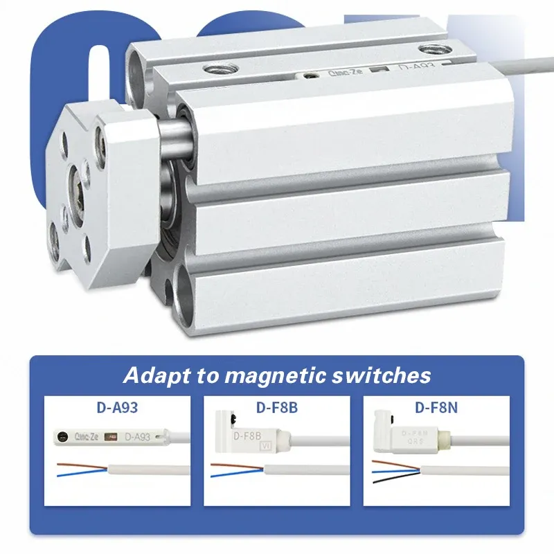  air cylinder CQMB/CDQMB bore 50mm double acting compact rod  guide pneumatic ram cylinder stroke 5/10/15/20/25/30mm