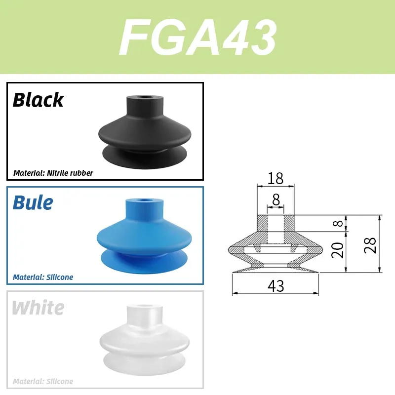 FGA Series FGA-11/14/16/20/22/25/33/43/53/63/78 Double-Layer Blue Air Pneumatic Vacuum Suction Cup