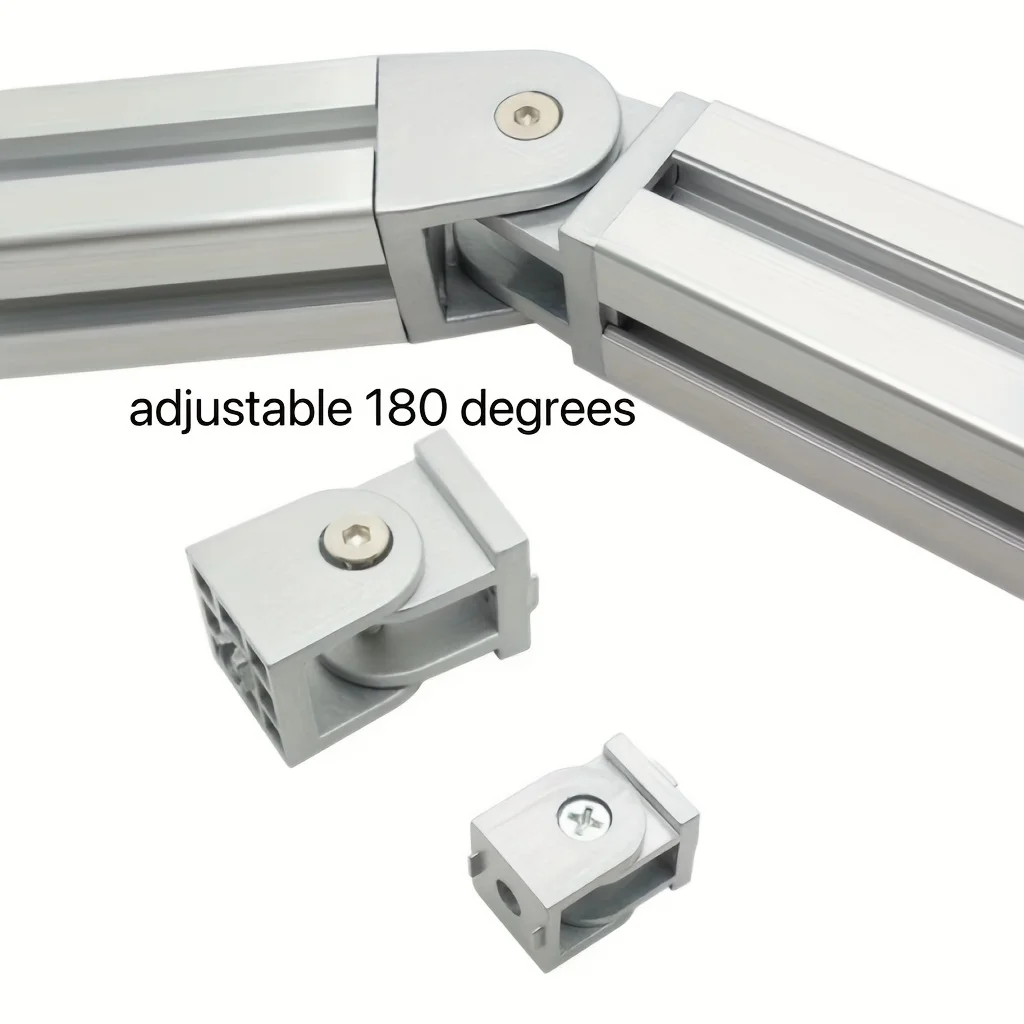 Zinc Alloy Adjustable Hinge Connector for 2020/3030/4040 Classic Metal Industrial Aluminum Profile with Sliding Base Hinge