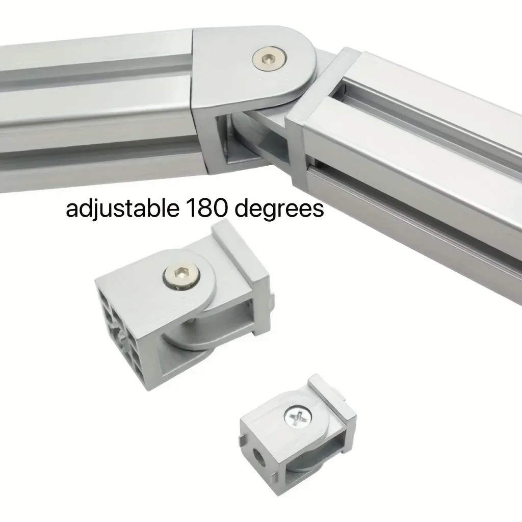 Zinc Alloy Adjustable Hinge Connector for 2020/3030/4040 Classic Metal Industrial Aluminum Profile with Sliding Base Hinge